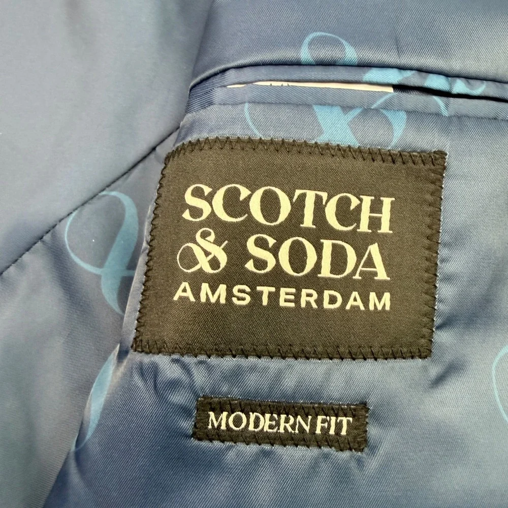 Scotch & Soda Mens Navy Blue Wool Modern Fit 2 Button‎ Sport Coat Blazer 44L NWT